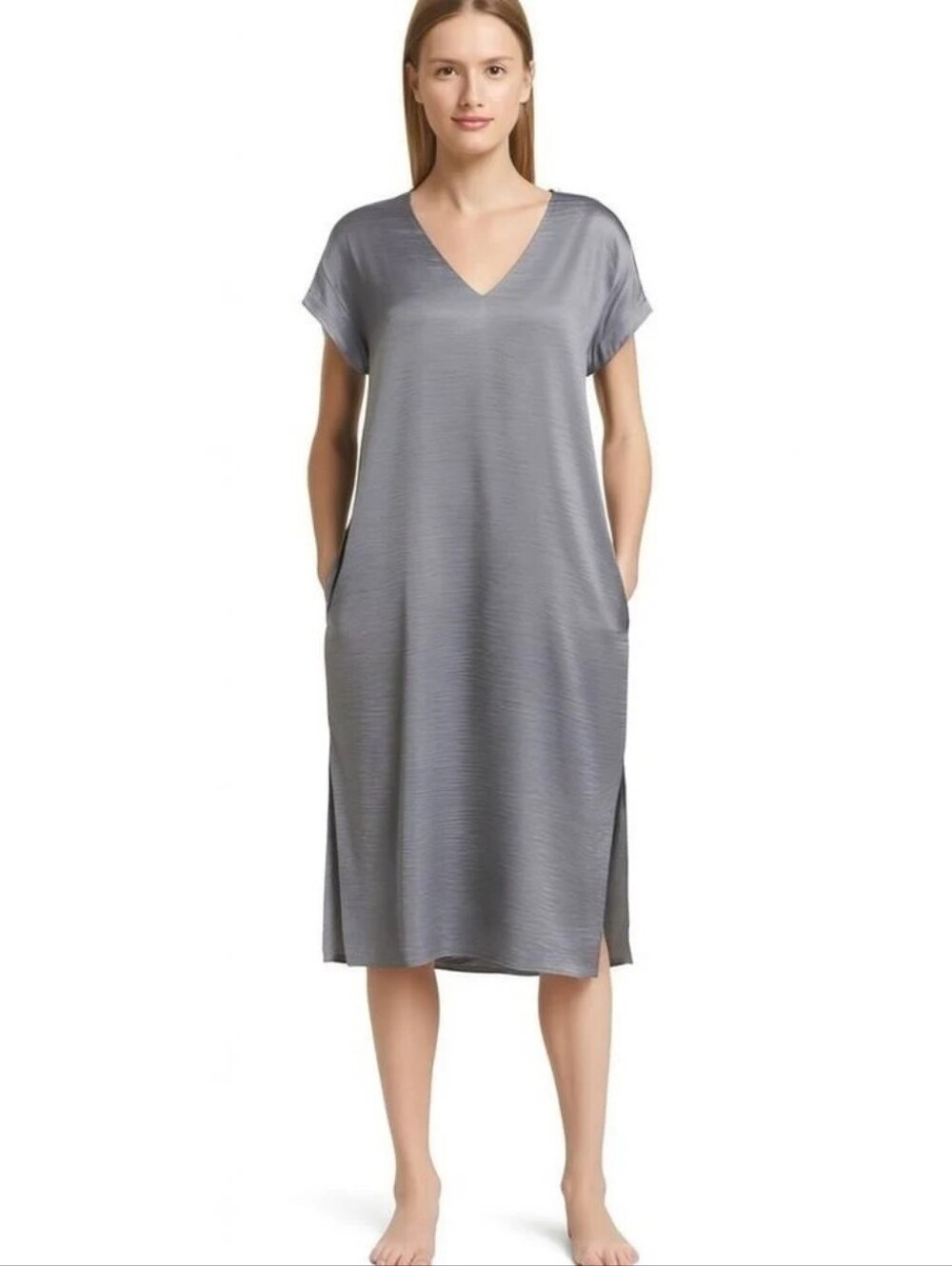 Universal Standard Alexandrina pocket dress In gray satin Size M